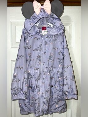 Disney Minnie Mouse Hoodie/Rain Jacket Raincoat Purple Lightweight Girls Size 6